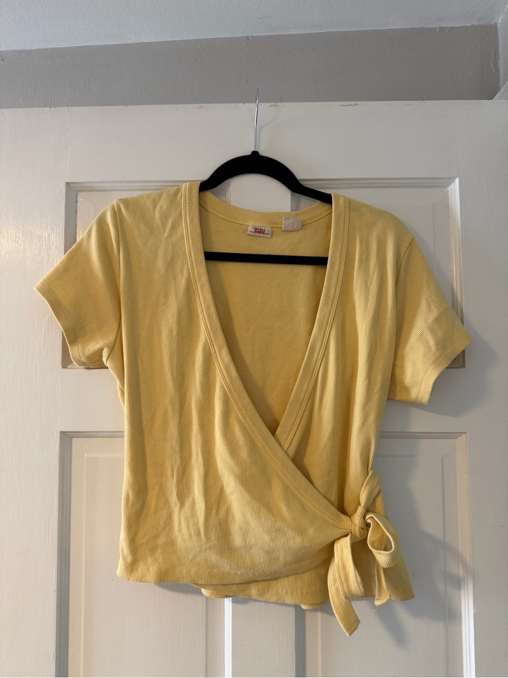 Levi's Pale Yellow Wrap Tie Short Sleeve Top